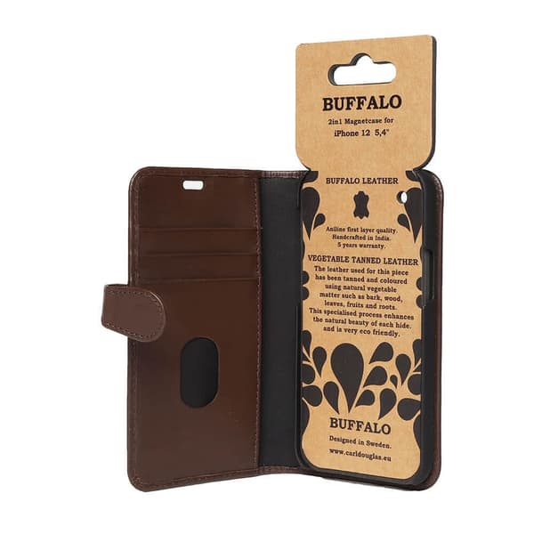Buffalo iPhone 12 Mini Etui Buffalo Löstagbart Deksel Brun