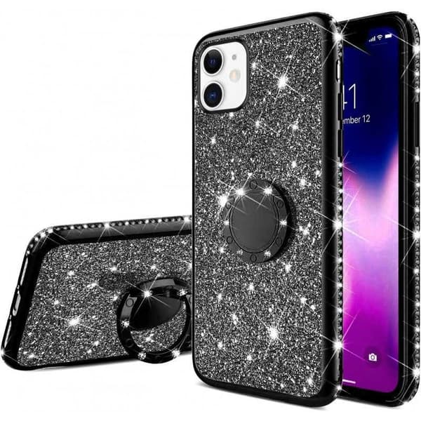 iPhone 12 Eksklusivt støtdempende deksel med ringholder Rhinestone