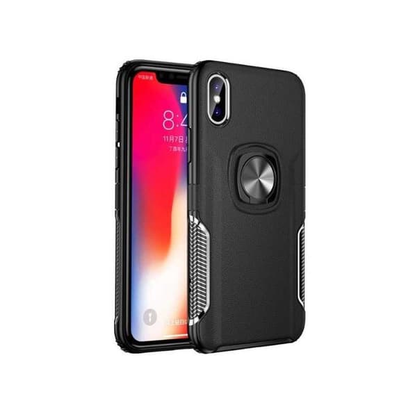 iPhone XR Praktisk Stöttåligt Skal med Ringhållare V5 Sort