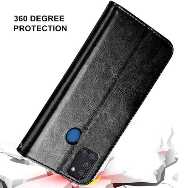 Samsung A21s Plånboksfodral PU-Läder 4-FACK Svart