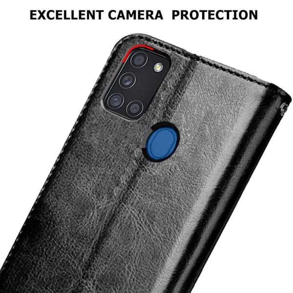 Samsung A21s Plånboksfodral PU-Läder 4-FACK Svart