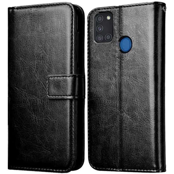 Samsung A21s Plånboksfodral PU-Läder 4-FACK Svart