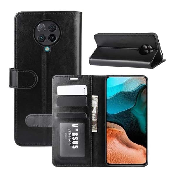 Xiaomi Poco F2 Pro Pung-etui PU-læder 4-SLOT Sort