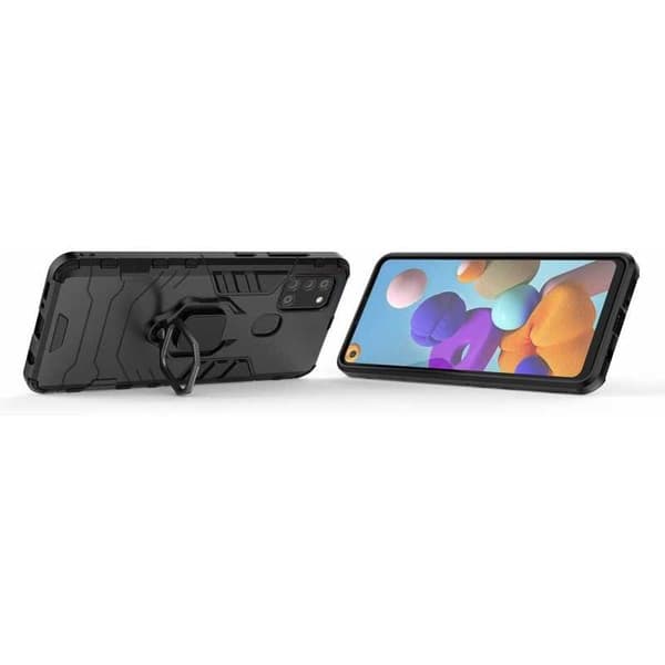 Samsung A21s stødsikkert cover med ringholder tyndarmeret