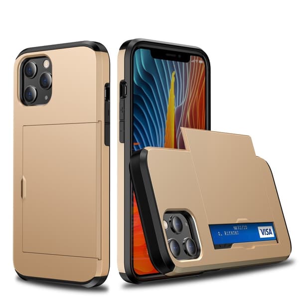 Skal med Korthållare för iPhone 12/12 Pro - Guld