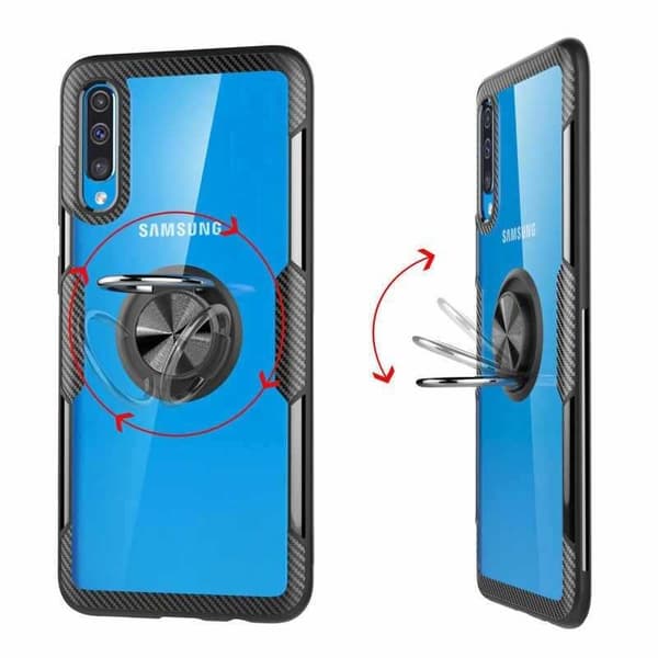 Käytännöllinen iskunkestävä Samsung A40 -kotelo sormustelineellä V4