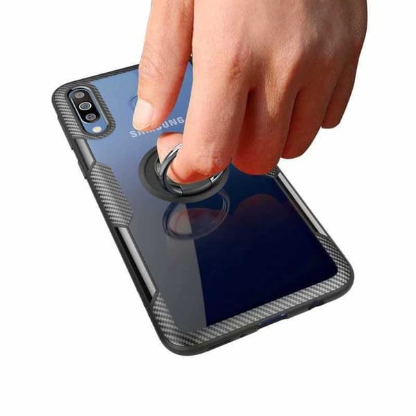Käytännöllinen iskunkestävä Samsung A40 -kotelo sormustelineellä V4