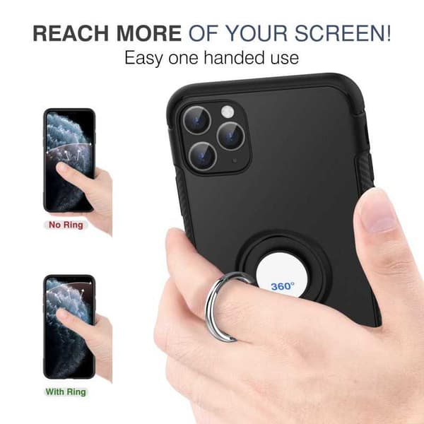 iPhone 12 Pro Max Praktisk stødsikker etui med ringholder V2