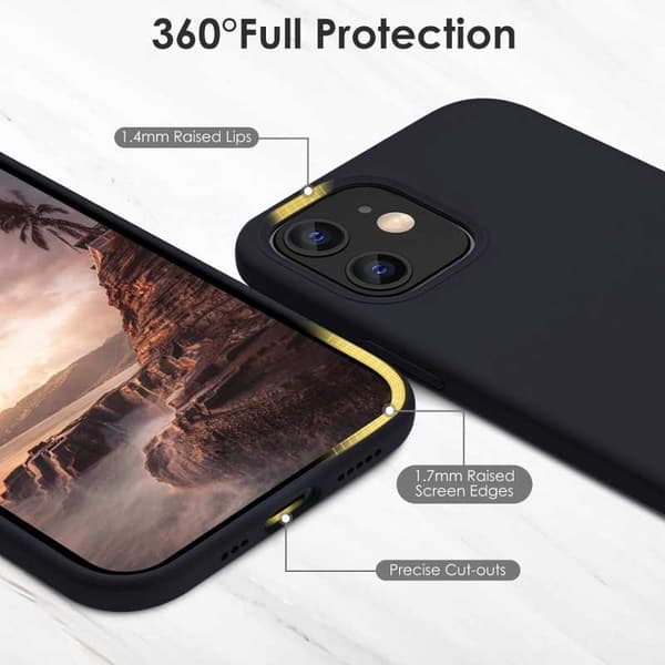 iPhone 12 Pro Max gummibelagt mat sort silikonecover