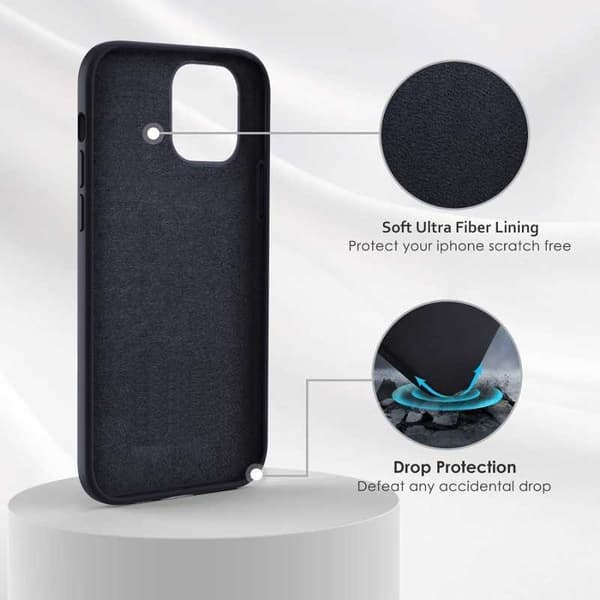 iPhone 12 Pro Max gummibelagt mat sort silikonecover