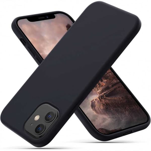 iPhone 12 Pro Max gummibelagt mat sort silikonecover