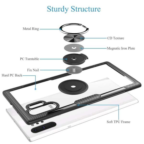 Samsung Note 10 Praktisk stødsikkert cover med ringholder V4