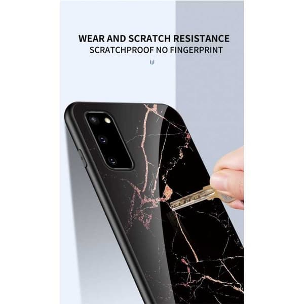 Samsung S20 Marble Shell 9H herdet glass tilbake Glassback® V2
