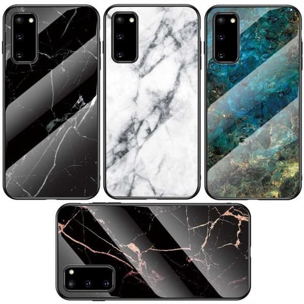 Samsung S20 Marble Shell 9H herdet glass tilbake Glassback® V2