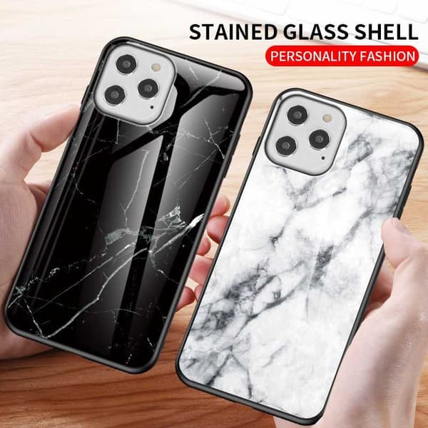iPhone 12 Pro Max Marmorskal 9H Härdat Glas Baksida Glassback V2