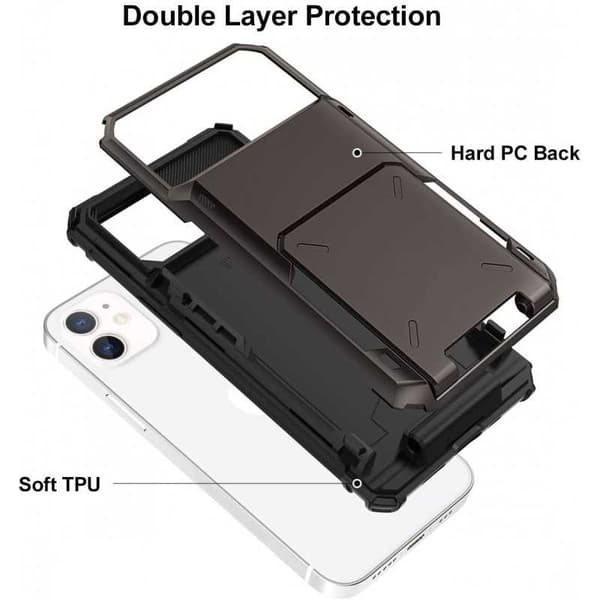iPhone 12 Mini Stöttåligt Skal med Kortfack Void