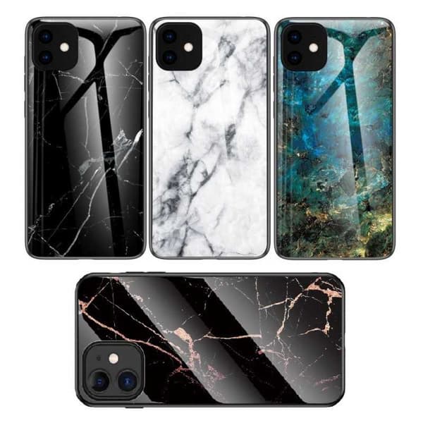 iPhone 12 Mini Marble Shell 9H hærdet glas tilbage Glassback® V2