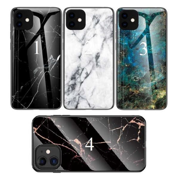 iPhone 12 Mini Marble Shell 9H hærdet glas tilbage Glassback® V2