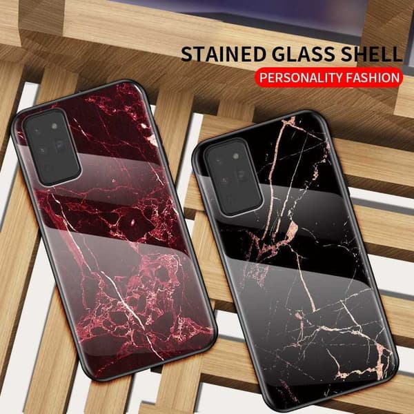 Samsung A21s Marmorskal 9H Härdat Glas Baksida Glassback® V2