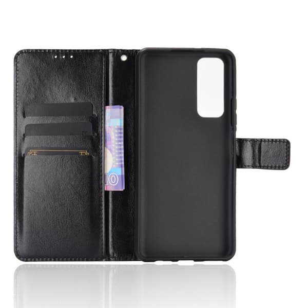 Huawei P Smart 2021 Suojakotelo Nahkarakenne Musta