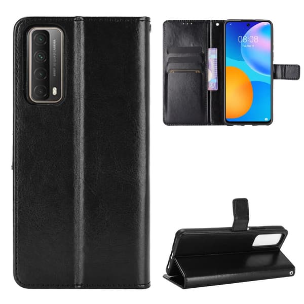 Huawei P Smart 2021 Suojakotelo Nahkarakenne Musta