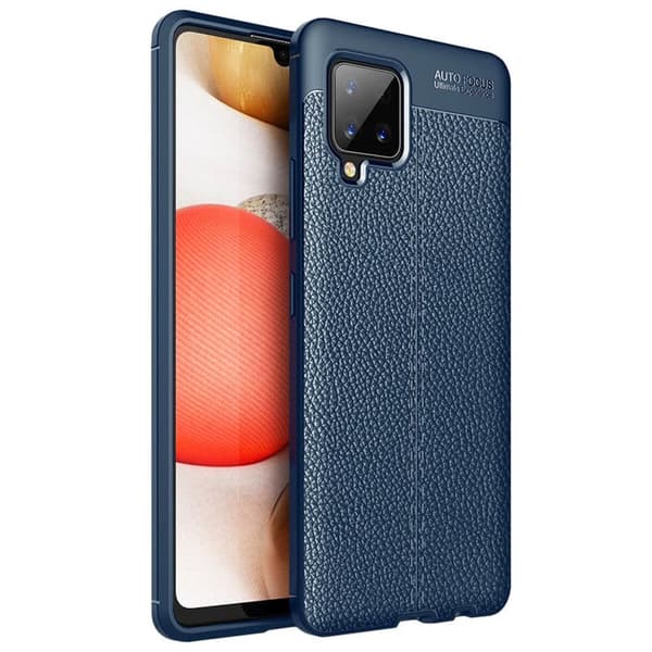 Lædermønstret TPU Cover Samsung Galaxy A42 : farve - blå