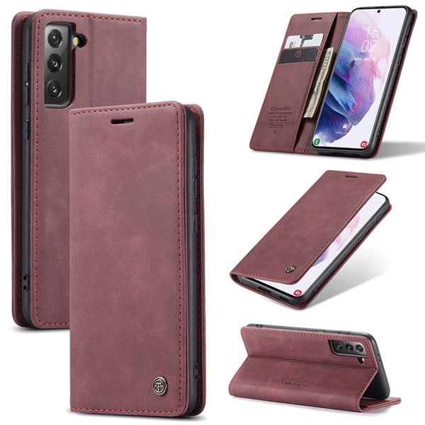 CaseMe Smart FlipCase Samsung Galaxy S21 : väri - viininpunainen