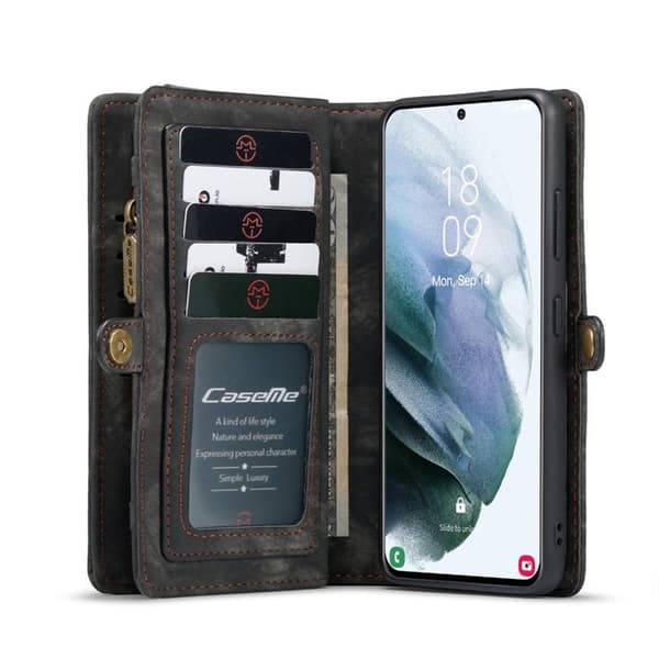 Multiplånbok CaseMe 11-kort Samsung Galaxy S21 Ultra : Färg - Svart/Grå