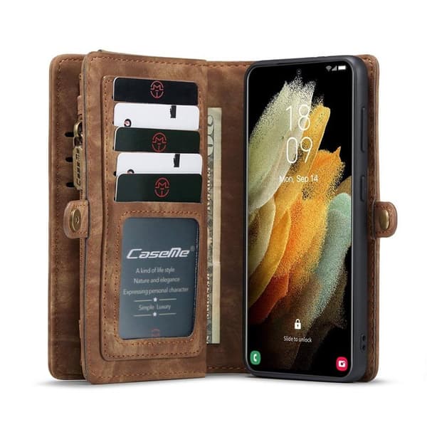 Multiplånbok CaseMe 11-kort Samsung Galaxy S21 : Färg - Brun