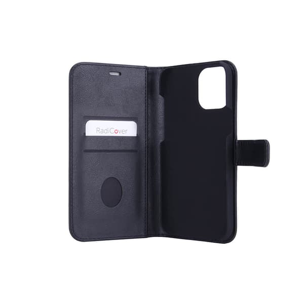 RADICOVER Strålingsbeskyttende Wallet PU iPhone 12 Pro Max Flipcover RFID Sort