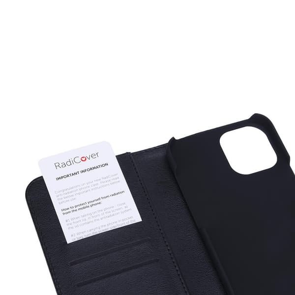 RADICOVER Strålingsbeskyttende Wallet PU iPhone 12 Pro Max Flipcover RFID Sort