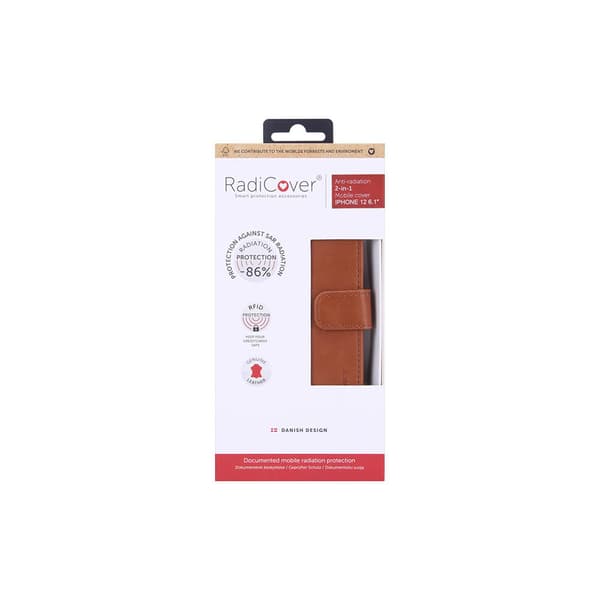RADICOVER Strålingsbeskyttende Wallet Læder iPhone 12/12 Pro 2in1 Exclusive RFID Brun