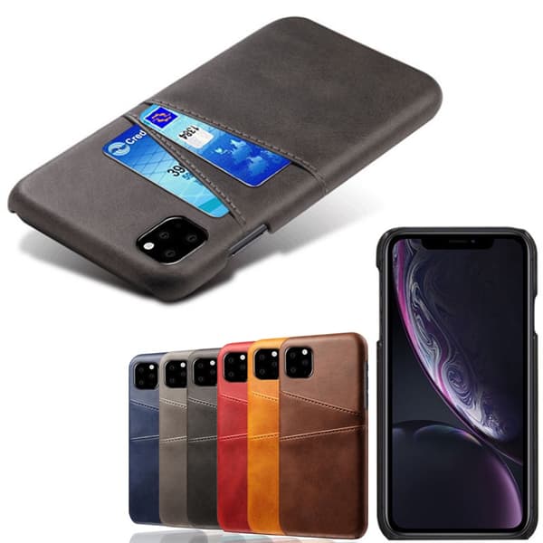 Iphone 12 Pro Max skydd skal fodral skinn läder kort visa amex