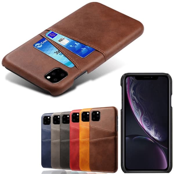 Iphone 12 Pro Max skydd skal fodral skinn läder kort visa amex