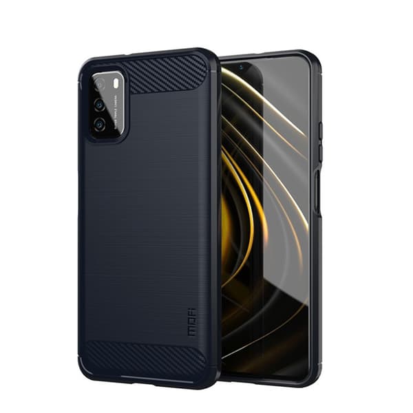 Xiaomi Poco M3 Kuori Harjattu Hiilikuiturakenne Sininen