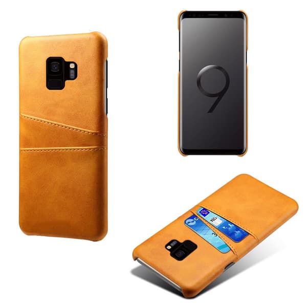 Samsung S9 skydd skal fodral skinn åt kort visa amex mastercard