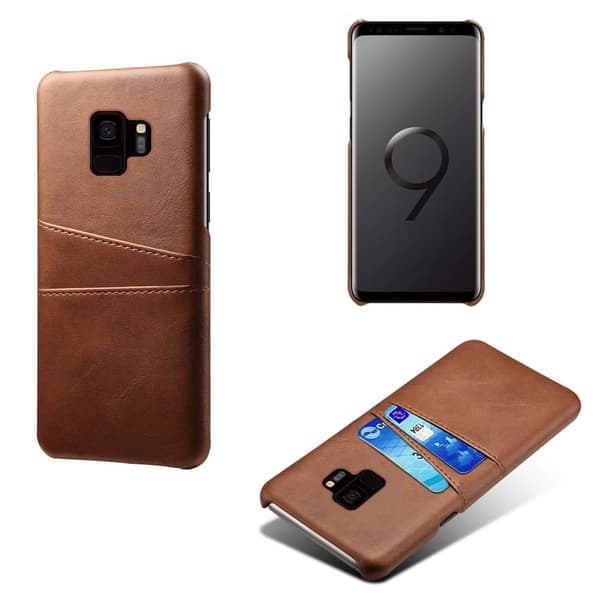 Samsung S9 skydd skal fodral skinn åt kort visa amex mastercard
