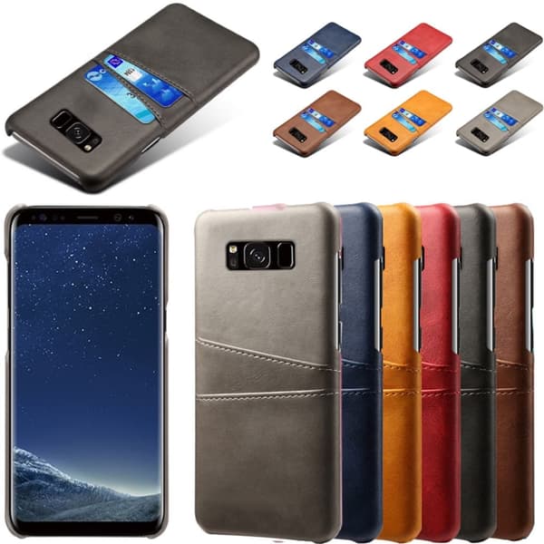 Samsung S8+ skydd skal fodral skinn åt kort visa amex mastercard
