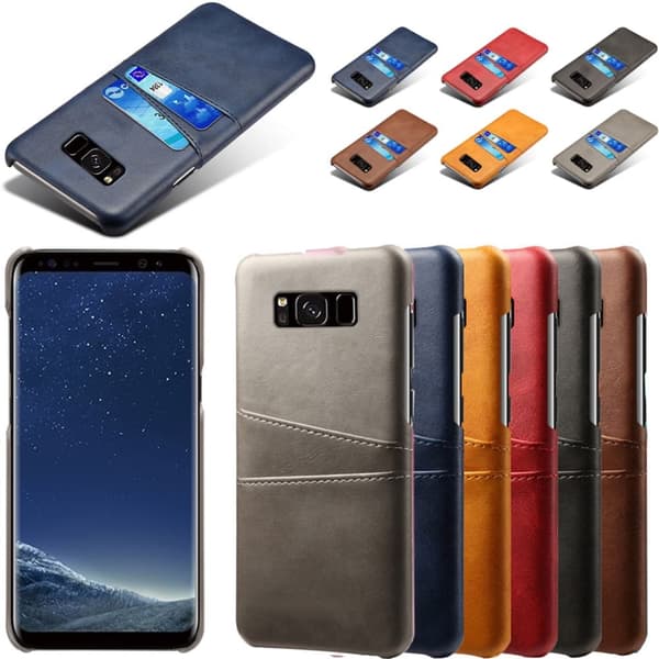 Samsung S8+ skydd skal fodral skinn åt kort visa amex mastercard