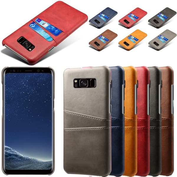 Samsung S8+ skydd skal fodral skinn åt kort visa amex mastercard