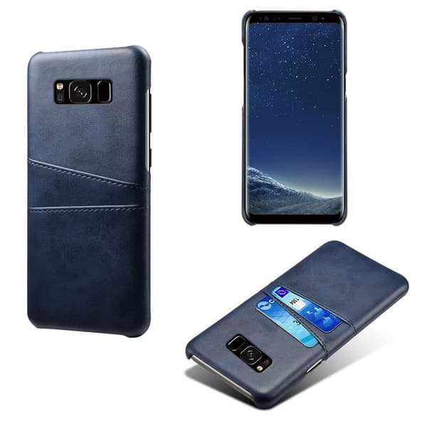 Samsung S8+ skydd skal fodral skinn åt kort visa amex mastercard