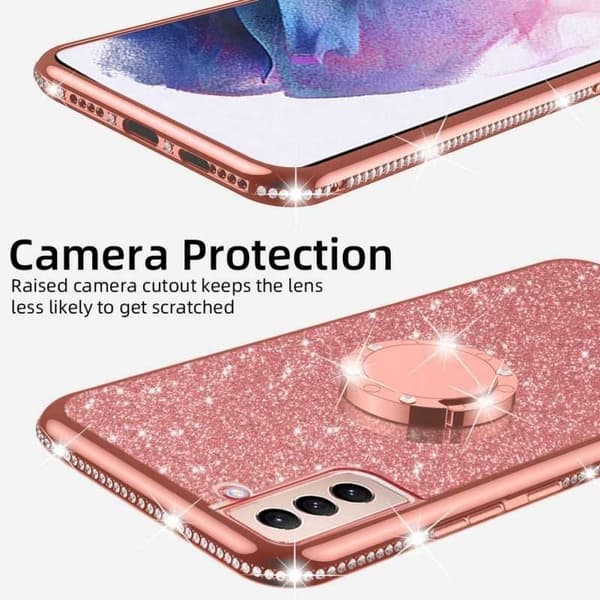 Samsung S21 Plus Stötdämpande Skal med Ringhållare Strass