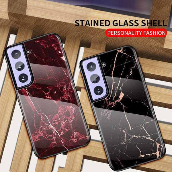 Samsung S21 Plus Marble Shell 9H karkaistu lasi tausta Glassback V2