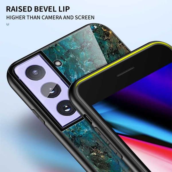 Samsung S21 Plus Marble Shell 9H karkaistu lasi tausta Glassback V2