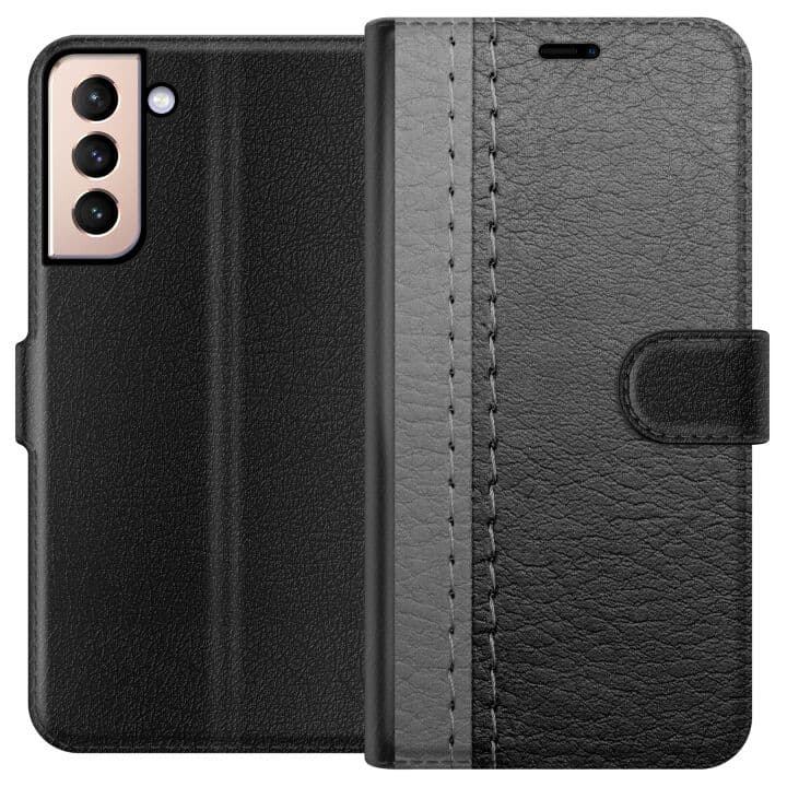 Samsung Galaxy S21 Plånboksfodral Black & Grey Leather