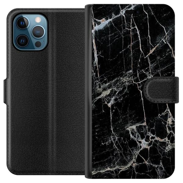 Apple iPhone 12 Pro Max Tegnebogsetui Sort marmor
