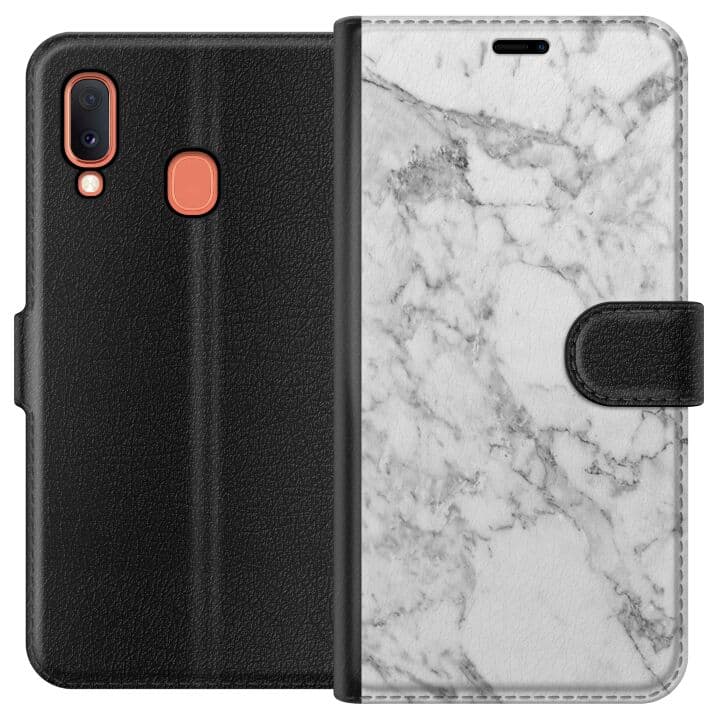 Samsung Galaxy A20e Plånboksfodral Marmor Vit