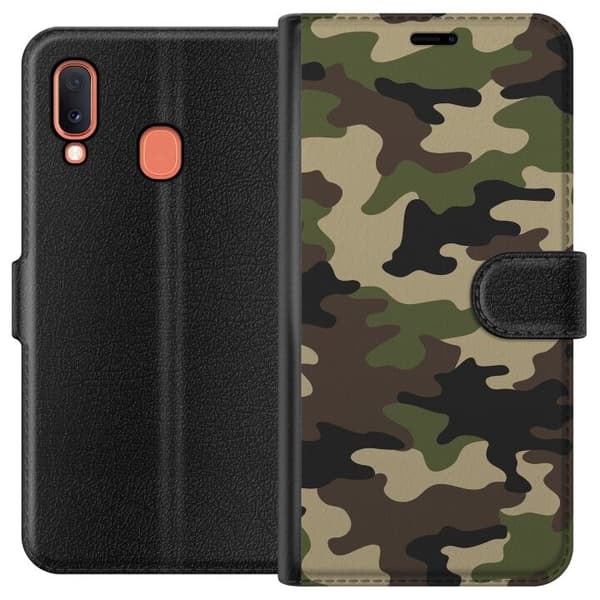 Samsung Galaxy A20e Plånboksfodral Woodland Camo
