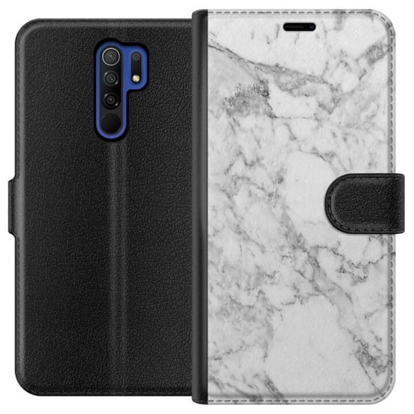 Xiaomi Redmi 9 Lommeboketui Marmor Hvit