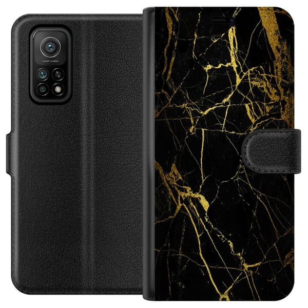 Xiaomi Mi 10T Pro 5G Lompakkokotelo Marmori Musta & Kulta